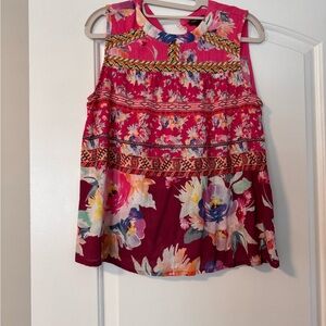 Floral Sleeveless Top in Red and Pink